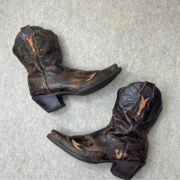 Ariat Dahlia Distressed Snip Toe Brown Leather Cowgirl Western Boots Size 7.5B - Picture 4 of 17